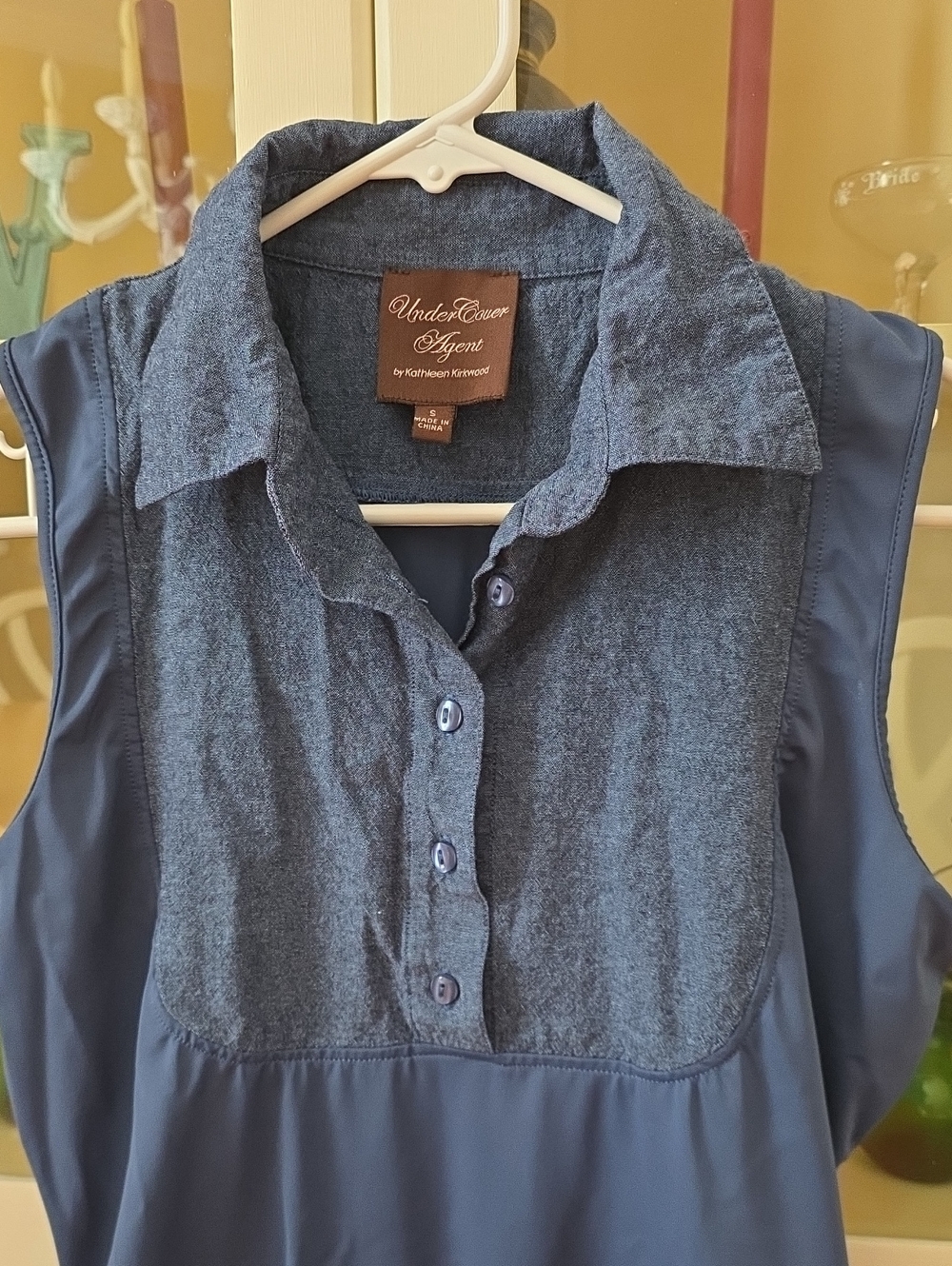 Undercover Agent By Kathleen Kirkwood Women's Navy Sleeveless Button-Front Tunic